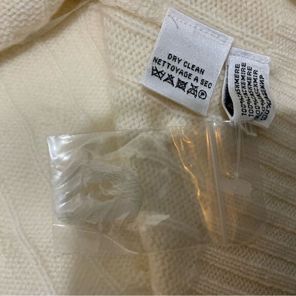 New Ralph Lauren Black Label 100% Cashmere Cable Knit Sweater Cream Color - Picture 6 of 8